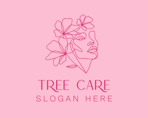 Pink Feminine Floral Woman logo design