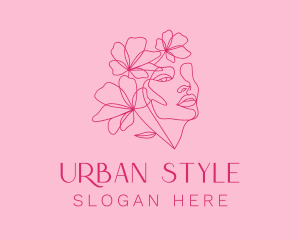 Salon - Pink Feminine Floral Woman logo design