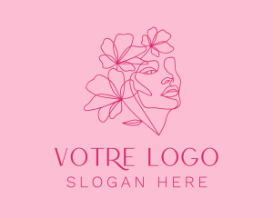 Cosmetic - Pink Feminine Floral Woman logo design