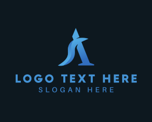 Text - Beach Wave Letter A logo design