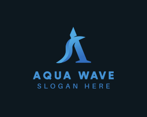 Beach Wave Letter A logo design