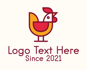Red Chicken - Rooster Poultry Bird logo design