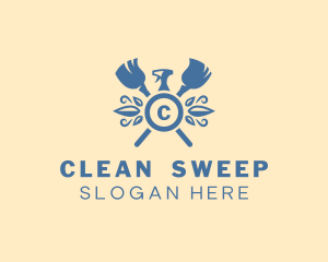 Sweeping - Eco Mop Sprayer Cleaning logo design