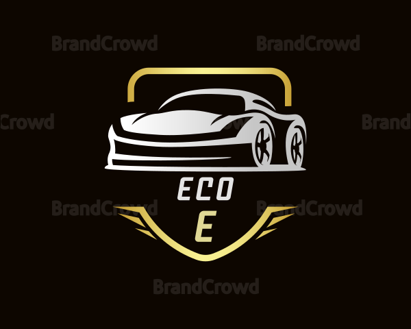 Racing Sports Car Shield Logo