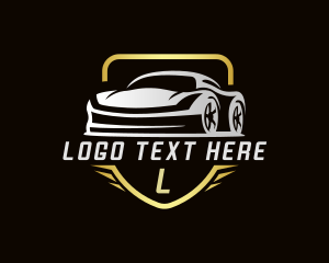 Car - Racing Sports Car Shield logo design