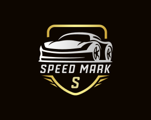 Racing Sports Car Shield logo design