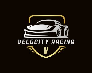 Racing Sports Car Shield logo design