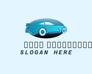 Racing - Blue Car Oval logo design
