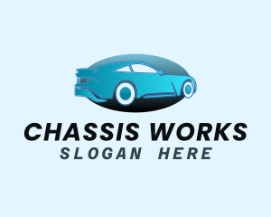 Chassis - Blue Car Oval logo design