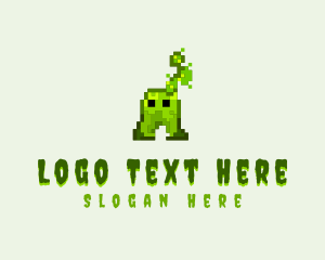 Streamer - Pixel Arcade Monster logo design