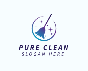 Gradient Cleaning Broom logo design