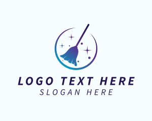 Clean - Gradient Cleaning Broom logo design
