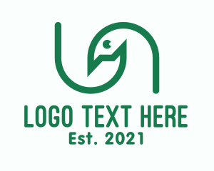 Bird - Green Bird Outline logo design