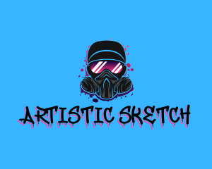 Drawing - Gas Mask Graffiti logo design