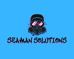 Gas Mask Graffiti  logo design