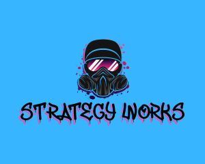 Gas Mask Graffiti  logo design