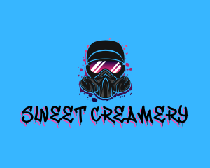 Gas Mask Graffiti  logo design