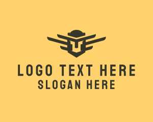 Brown And Yellow - Winged Spartan Helmet logo design