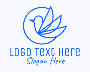 Blue Minimalist Hummingbird  Logo