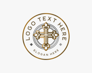 Sacred - Religious Christian Cross logo design