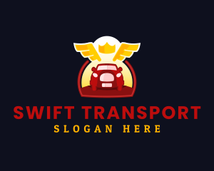 Wing Car Crown Transport logo design