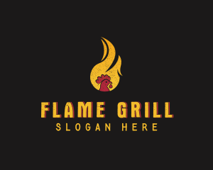 Grill - Chicken Flame Grill logo design