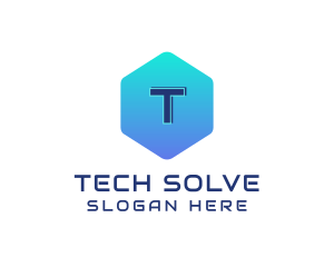 Tech Gradient Hexagon logo design