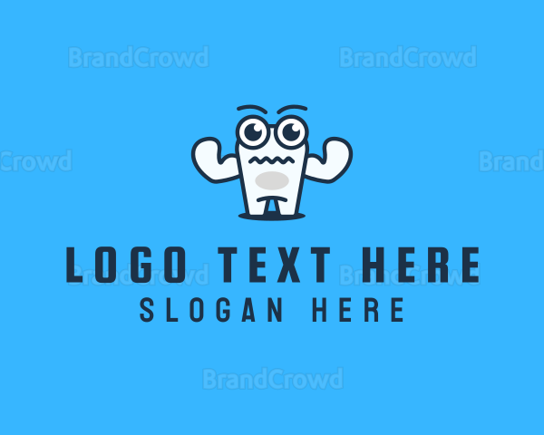 Strong Tooth Cartoon Logo