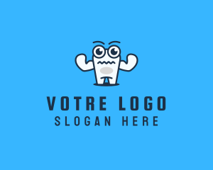 Molar - Strong Tooth Cartoon logo design