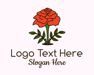 Flower Market - Rose Plant Badge logo design