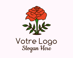 Floristry - Rose Plant Badge logo design