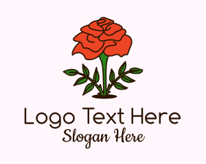 Floriculture - Rose Plant Badge logo design