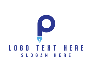 Lettemark - Blue P Pen logo design