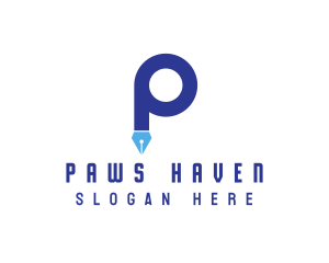 Blue P Pen logo design