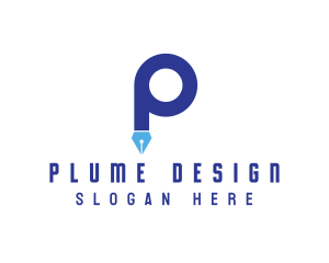 Blue P Pen logo design