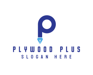 Blue P Pen logo design