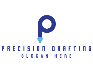 Blue P Pen logo design