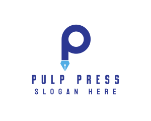 Blue P Pen logo design