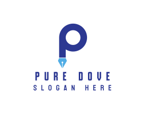 Blue P Pen logo design