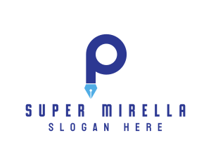 Writer - Blue P Pen logo design