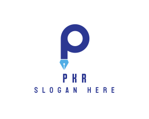 Blue P Pen logo design