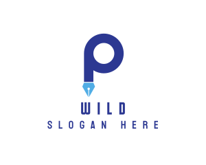 Blue - Blue P Pen logo design