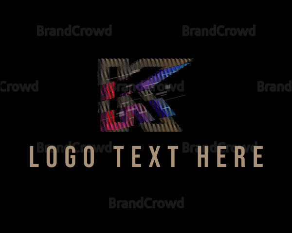 Gradient Glitch Letter K Logo