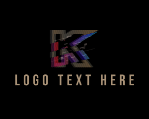 Gradient Glitch Letter K Logo