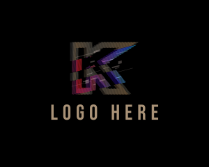 Vhs - Gradient Glitch Letter K logo design
