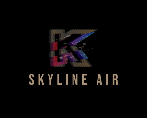 Pixelated - Gradient Glitch Letter K logo design