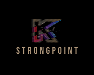 Gamer - Gradient Glitch Letter K logo design