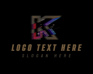 Cyber - Technology Glitch Letter K logo design