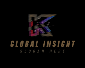 Stream - Technology Glitch Letter K logo design