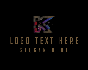 Youtube Channel - Technology Glitch Letter K logo design